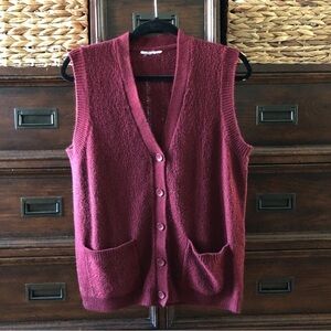 Dark Red knitted button down sweater vest in size M